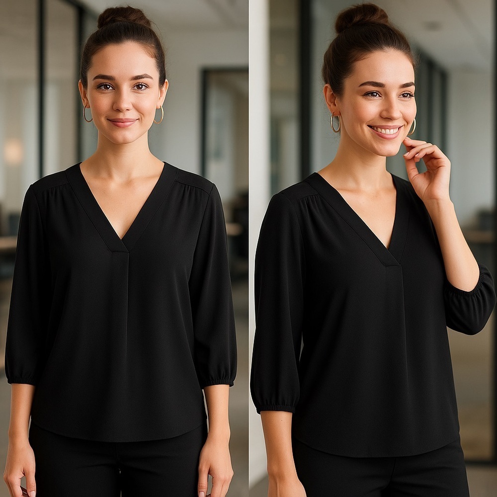 Jon & Anna Black V-Neck Blouse Size L - Picture 11 of 11